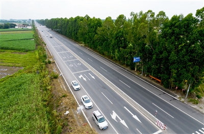 国道g207线遂溪城月路段,道路标识等明了清晰.